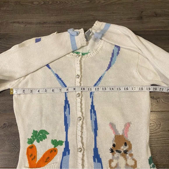 Vintage Eagleeyes Knit sweater Bunny Rabbit Spring time scene - Picture 10 of 11
